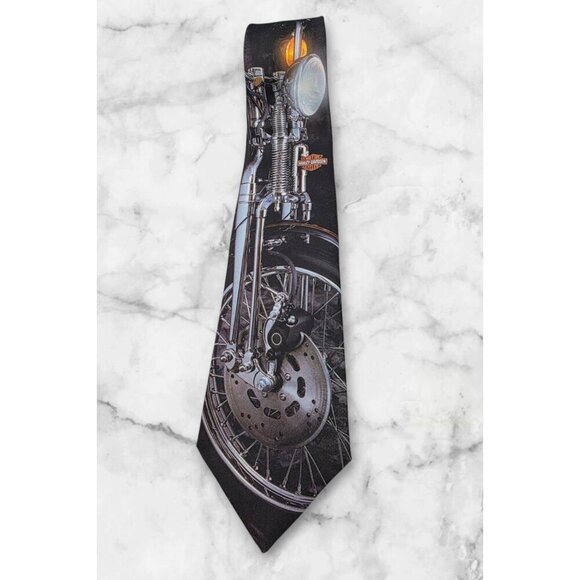 Harley Davidson Motorcycle Mens Necktie Ralph Marlin 'The Leading Edge' 1992 Vtg - Picture 1 of 8